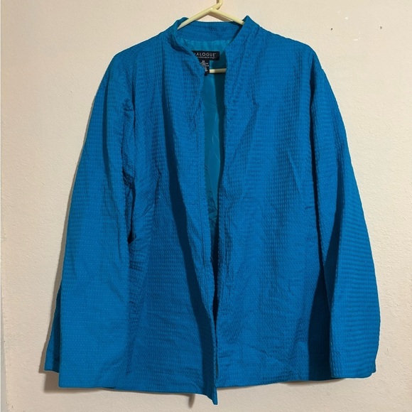 Dialoque Jackets & Blazers - Dialoque Womens 3X Cardigan bright aqua color 100% cotton